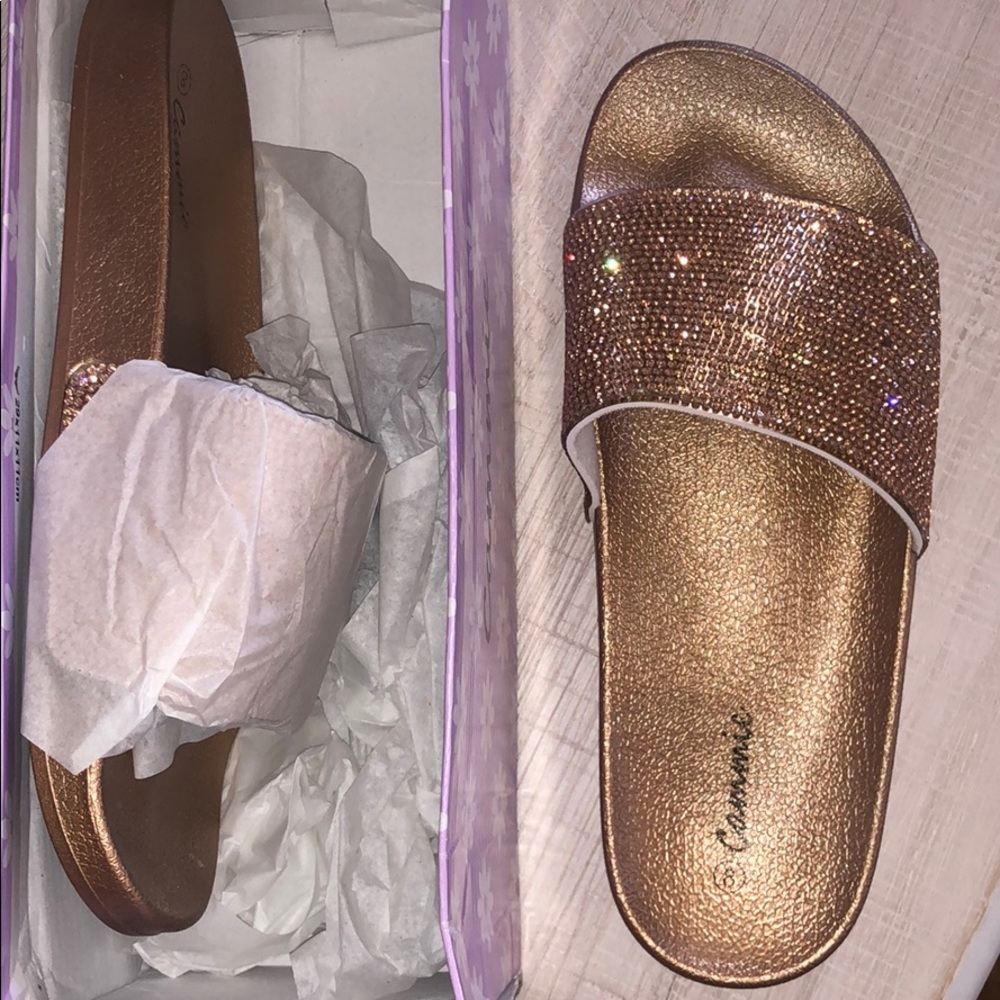 Rose Gold bling Slides